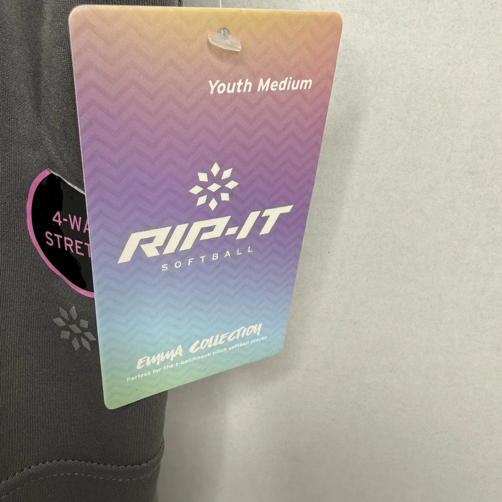 RIP-IT Emma Collection Youth Medium Softball Pants Charcoal NWT 4-Way Stretch
