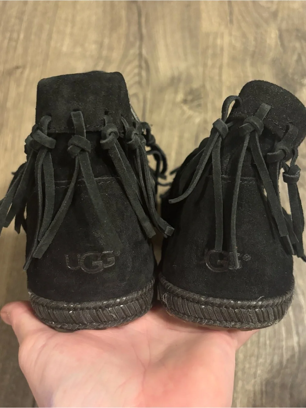 UGG Australia Shenendoah Black Fringe Ankle Boots Booties Women sz US 7.5