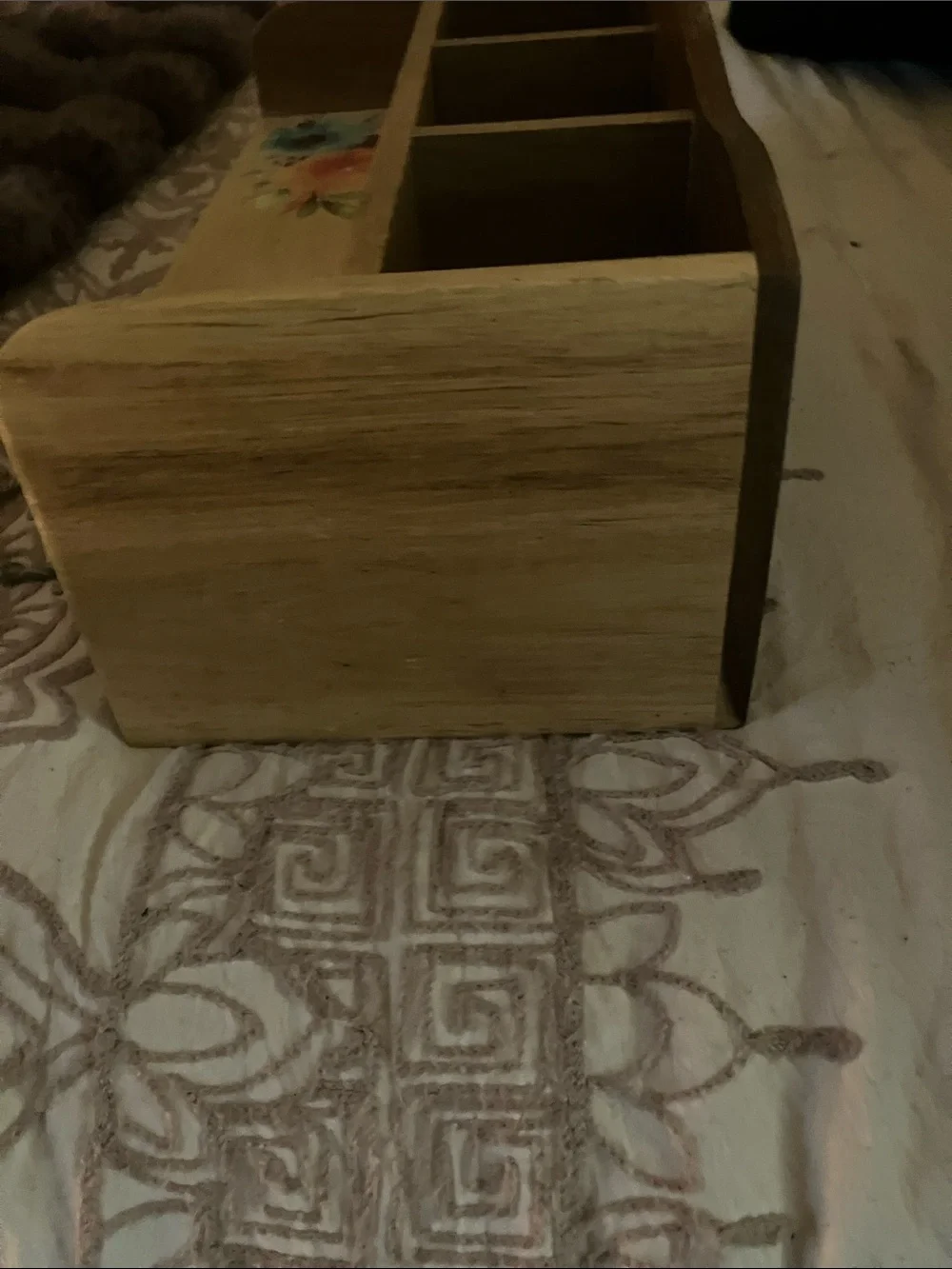 Decorative Floral Wooden Desk Organizer with Two Drawers - Yellow