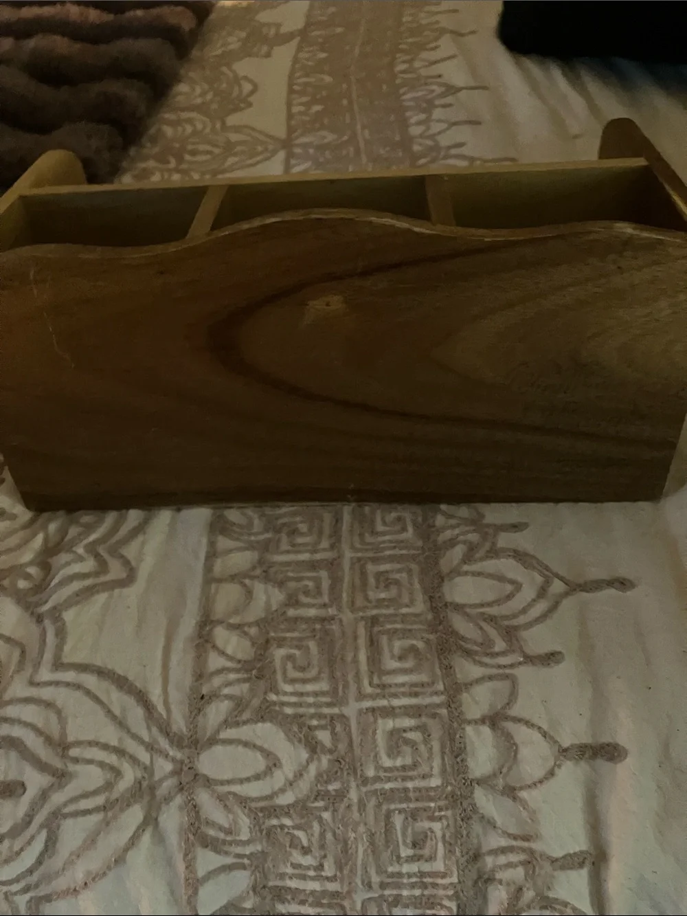 Decorative Floral Wooden Desk Organizer with Two Drawers - Yellow