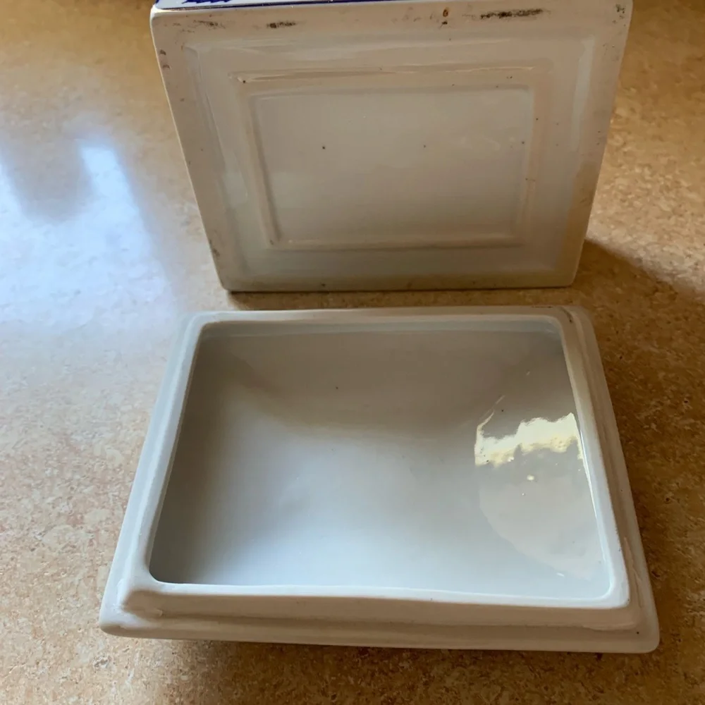 Blue and white trinket box