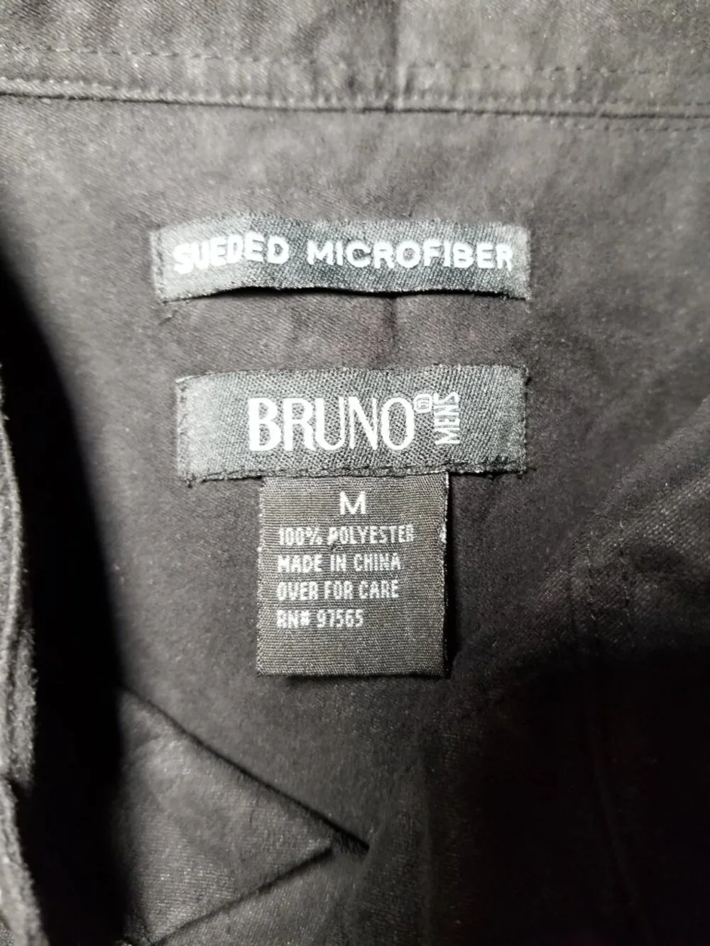 Bruno‎ Mens Medium Black Faux Suede Long Sleeve Button Up Street Western Retro