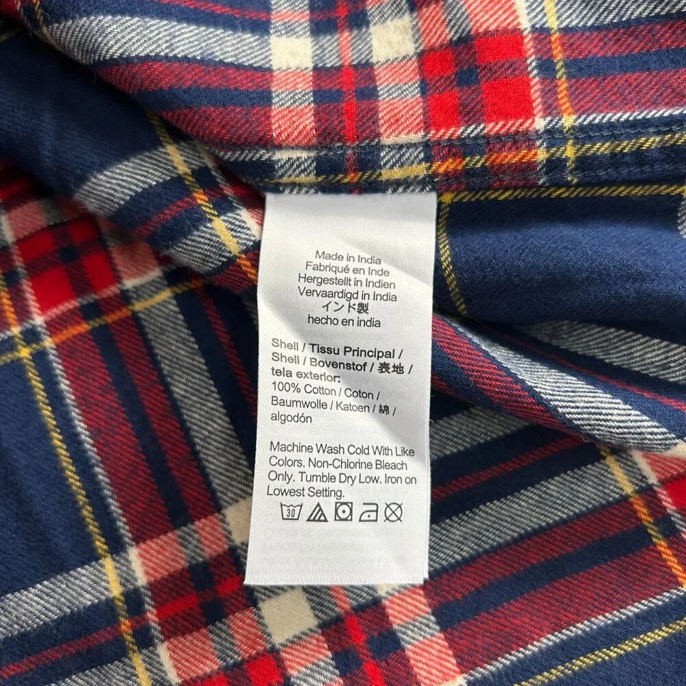 J.Crew Mens Slim Fit Flannel Shirt Medium Red Plaid Long Sleeve Button Up NWOT