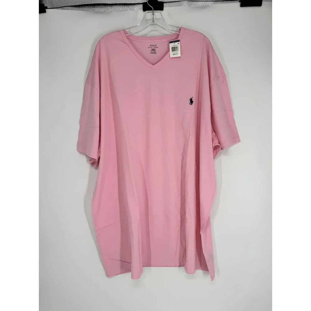 Polo Ralph Lauren T Shirt 3XL Big 3XB Light Pink Pony Logo Short Sleeve V Neck