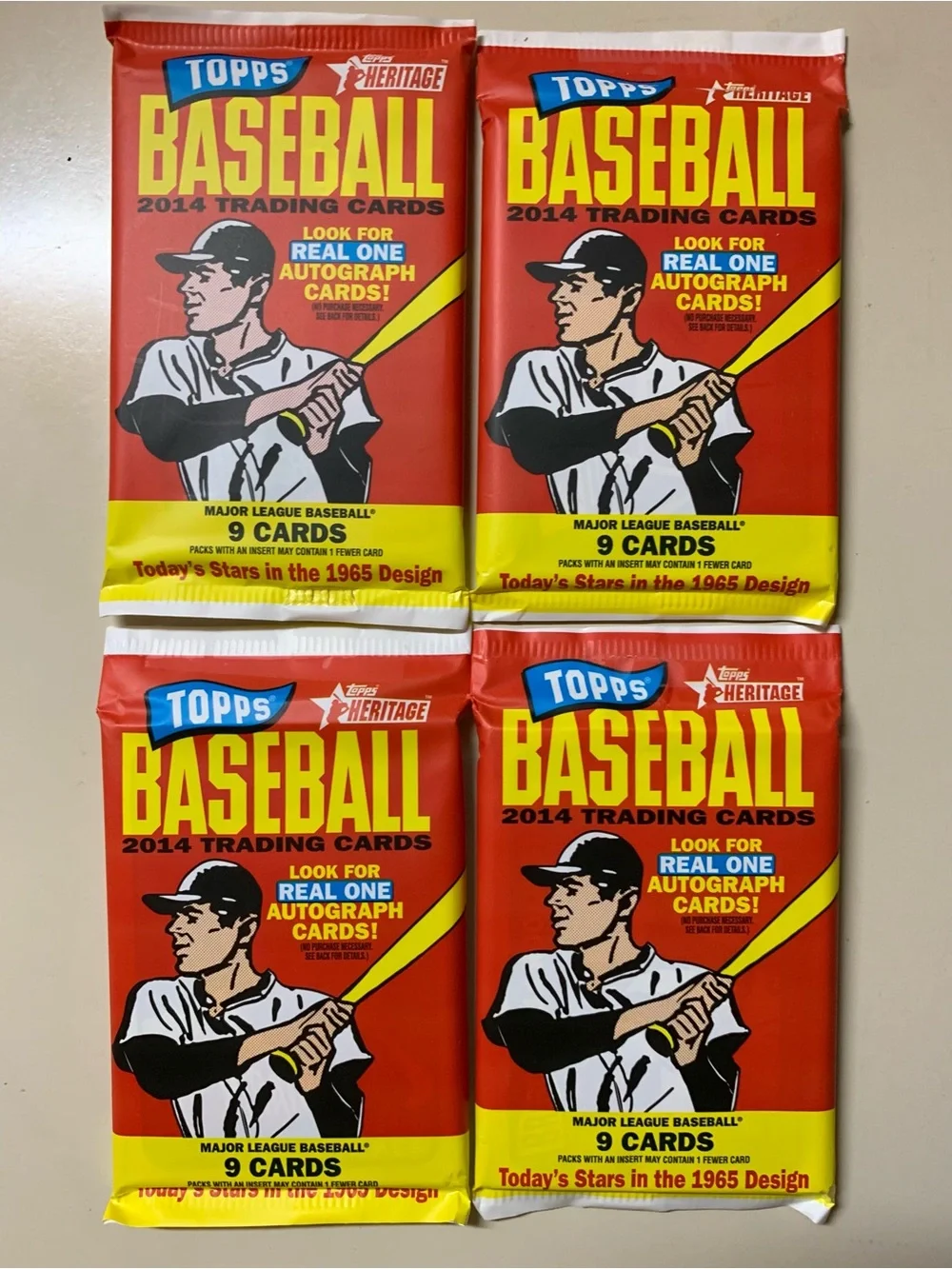 2014 Topps Heritage Baseball Unopened Pack Lot (4 Packs) - Sealed Retail