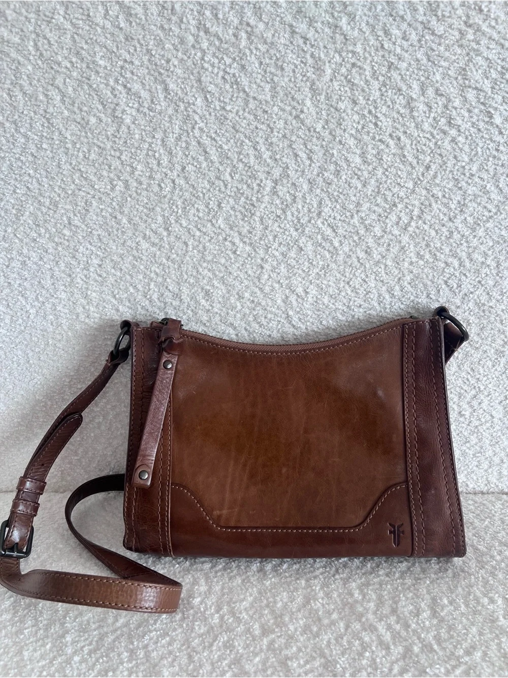 Frye Melissa‎ Zip Crossbody Leather Brown Purse Bag