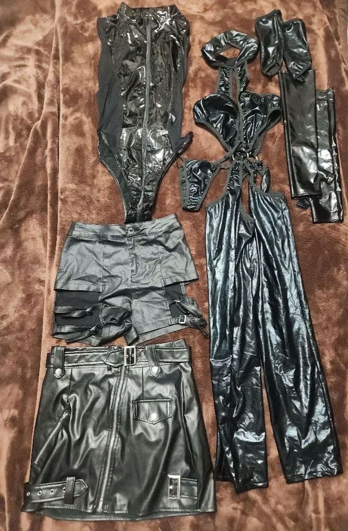Cosplay Costume Black Synthetic & PU Leather Set