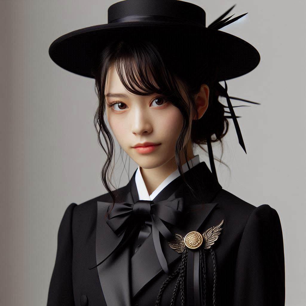 AI Beauty Photo Collection: Black Formal Suit with Hat, 100 Photos.