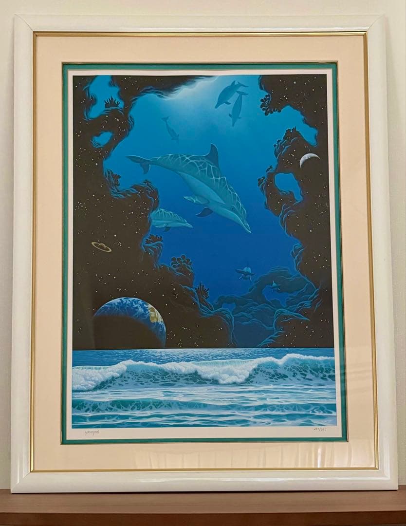 Shim Shimeer Marine Motif Print Framed Large Interior Decorative Painting #322